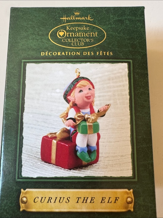 Hallmark Other - Hallmark Curius the Elf Ornament - Green, Red & Gold